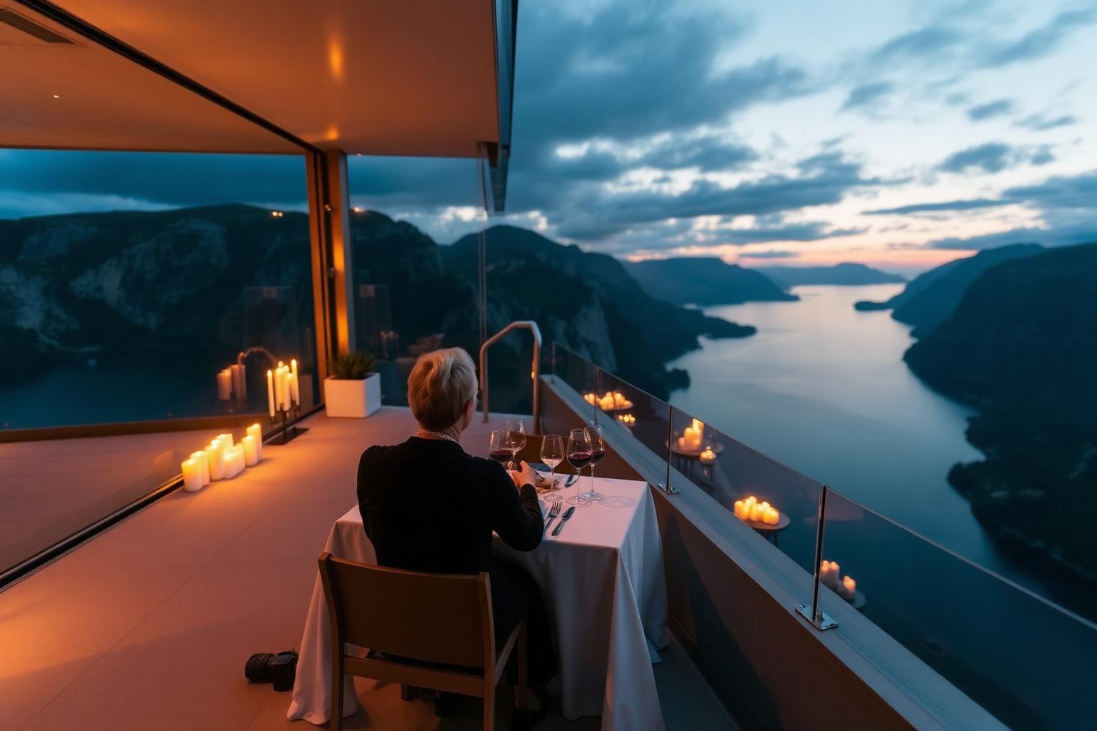 Private cliffside dinner overlooking the Norwegian fjords